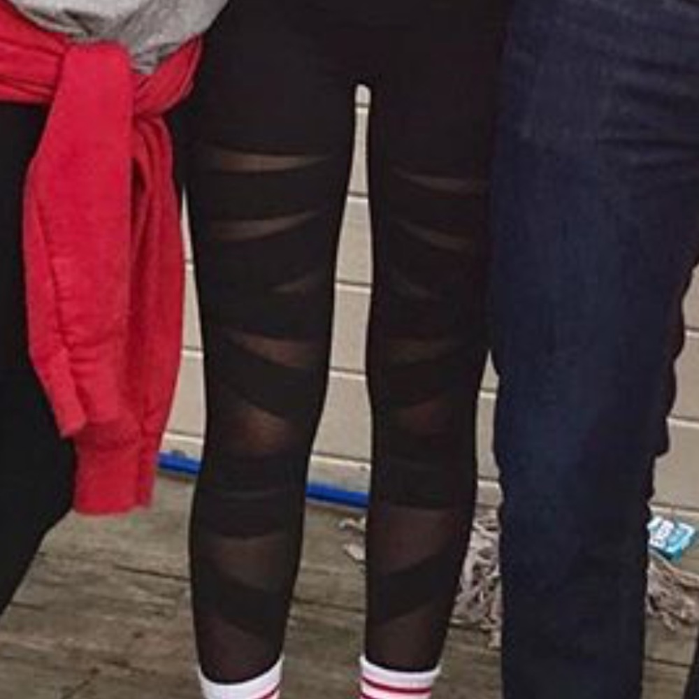 Black Lululemon Leggings with Sheer Cut Outs